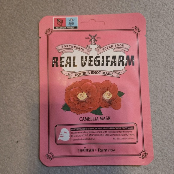 Fortheskin x Farmstay Real Vegifarm Double Shot Camellia Mask 23ml Sheet Face - Picture 1 of 2